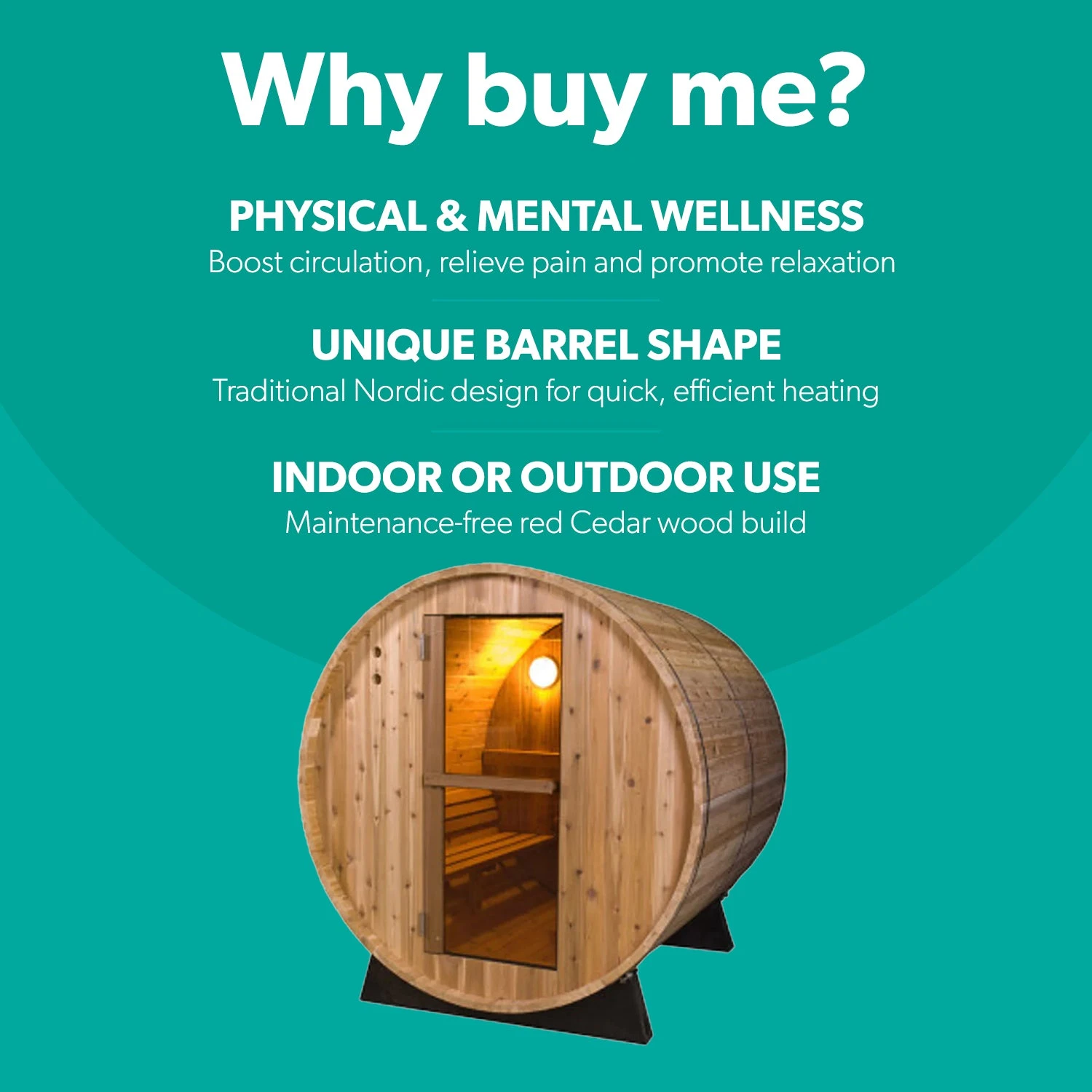 Deluxe 185 - 4 To 5 Person Indoor/Outdoor Barrel Sauna 2 Deluxe 185 - 4 To 5 Person Indoor/Outdoor Barrel Sauna - Image 2