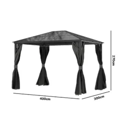 Fortrose 3x4m Black Metal Garden Gazebo With Grey Roof And Sides 15 Fortrose 3x4m Black Metal Garden Gazebo With Grey Roof And Sides -Blue Wave Supplies FTR060 5 Supersize
