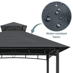 Fortrose 1.5x2.4m Black Metal BBQ Shelter Gazebo With Grey Canopy Roof -Blue Wave Supplies FTR108 3 Supersize