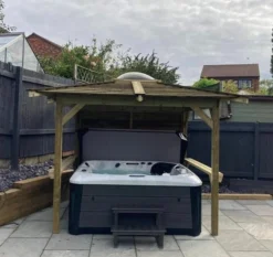 Brentano Wooden Hot Tub Gazebo With Tinted Dome Roof -Blue Wave Supplies Gazebo 7