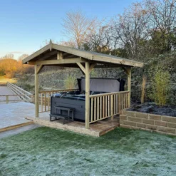 Apex Wooden Hot Tub Gazebo With Roof -Blue Wave Supplies OutdoorLookMidnightCanyonApexGazebo Mather4